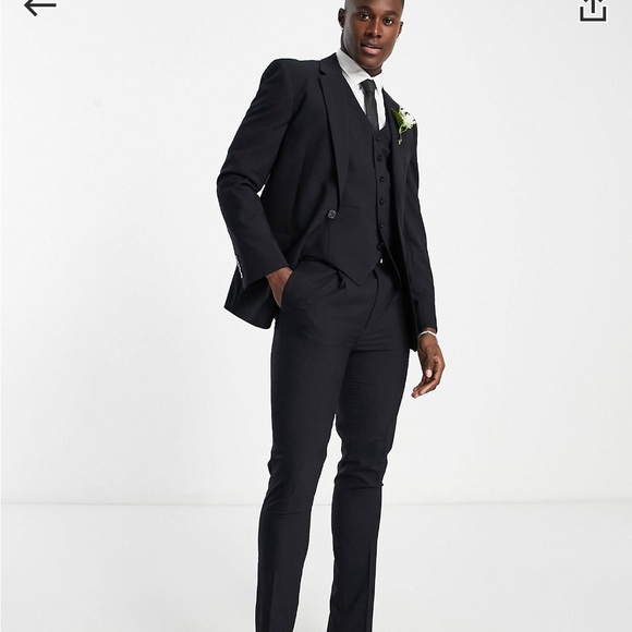 Noak premium wool-rich skinny suit jacket in black - Picture 3 of 4
